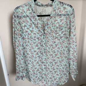 Sheer Floral Tunic Blouse